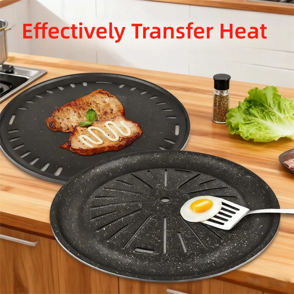 Korean Meat Triple Plate Charcoal Barbecue Grill Circular Beehive Non-stick Coated Sten 295 330 Carbon Plate for BBQ Outdoor