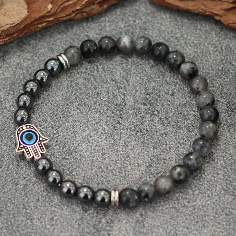 Hematite Stone Evil Eye Healing Bracelet for Men