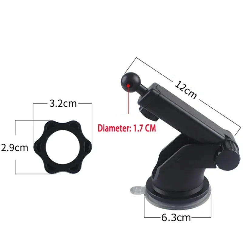 17mm Silicone Car Telescopic Rotating Sucker Bracket Car Holder Accessories Suction Cup Base Bracket Black for Mobile Phone