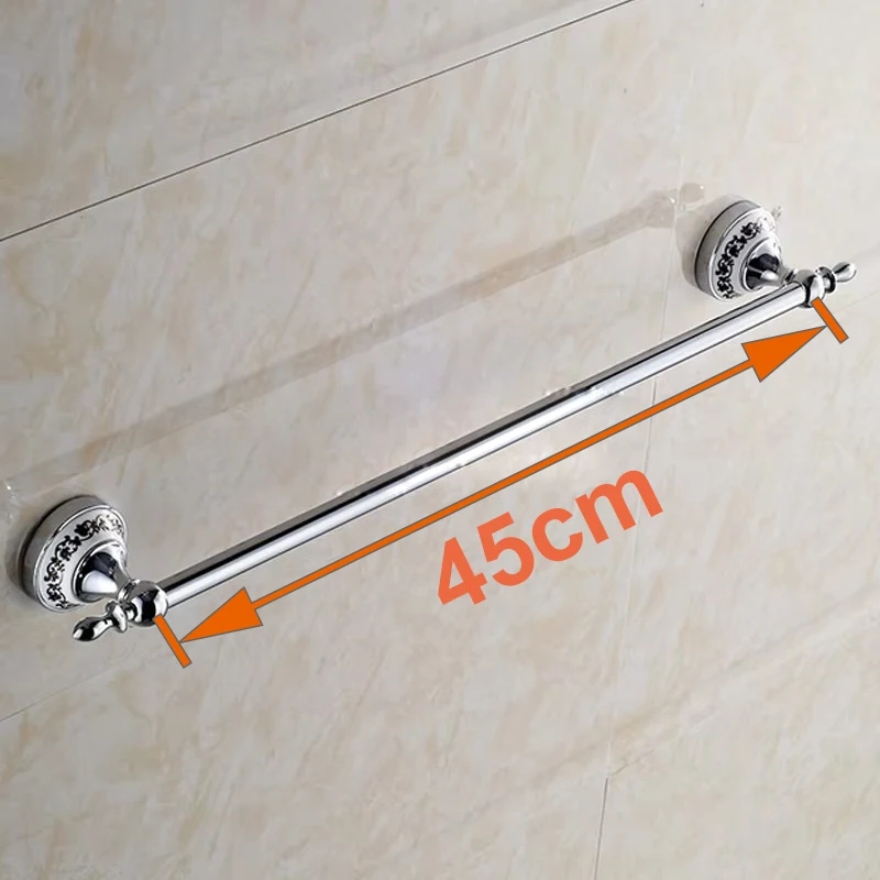 Elegant Wall-Mounted Towel Rack and Bathroom Accessories Set - Ceramic and Stainless Steel Bath Hardware with Chrome Finish and Toilet Brush Holder