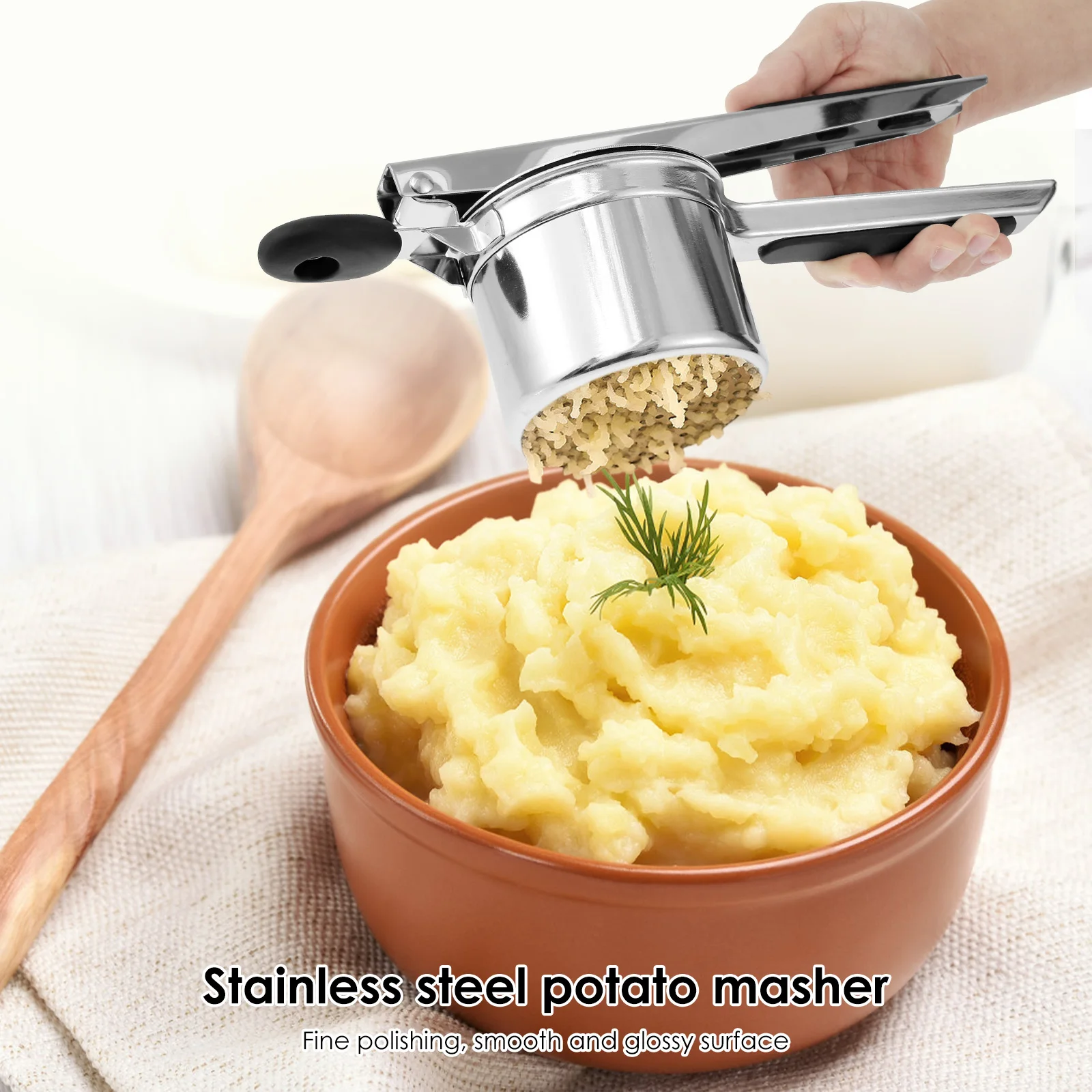 Potato Ricer Stainless Steel Potato Masher and Ricer for Mashed Potatoes Manual Press Kitchen Gadget for Mashed Potatoes