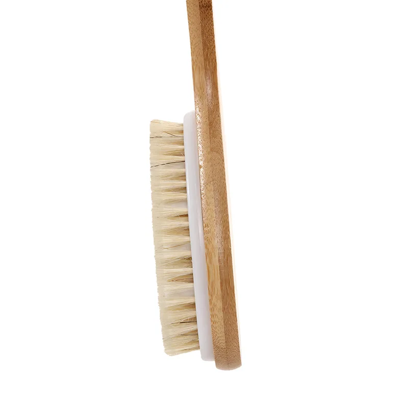 New Body Brush Natural Boar Bristle Organic Dry Skin Body Brush Massager Bamboo Wet Back Shower Brush Exfoliating Bathing Brush 6