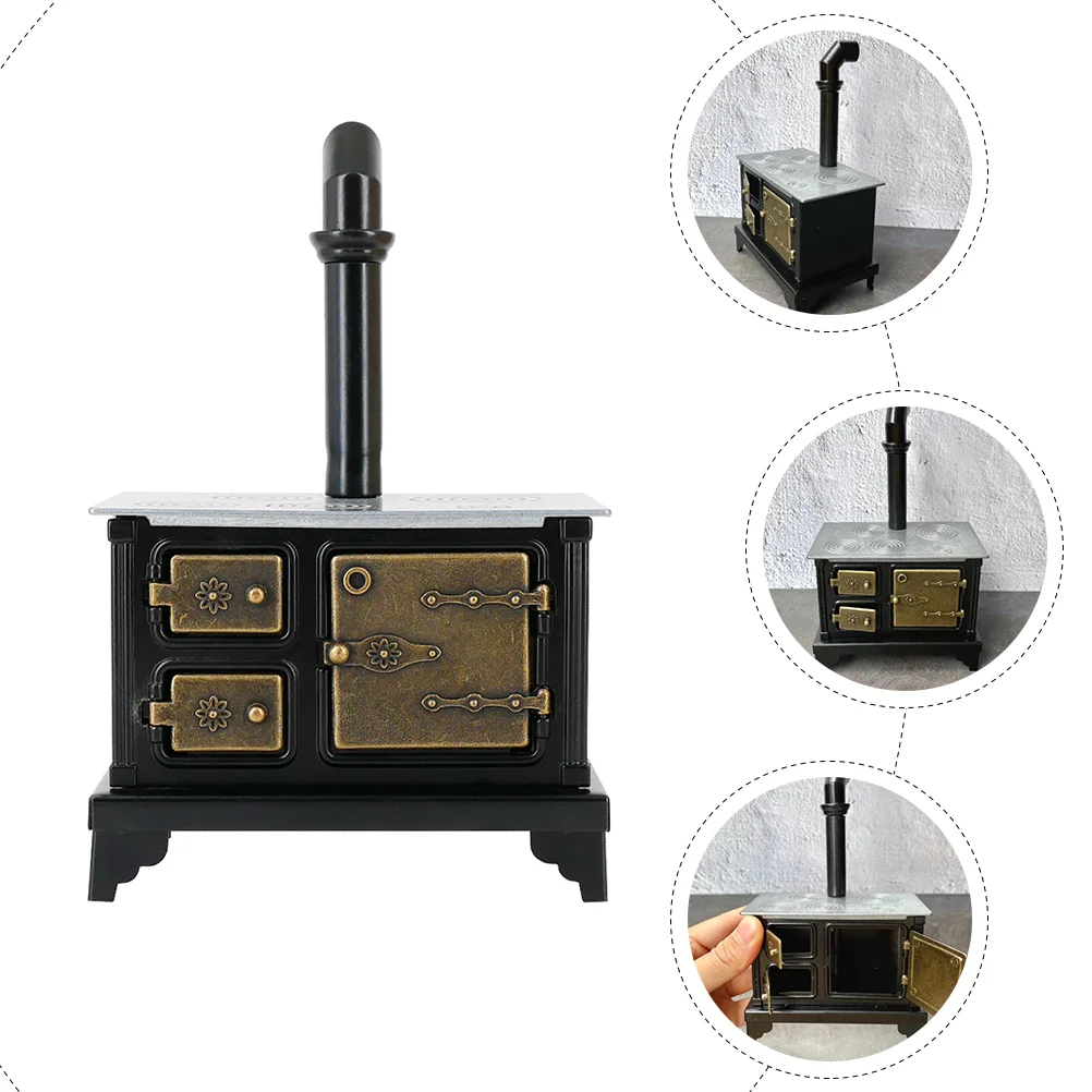 

Dollhouse Stove Mini Prop Small Cooking Bench Cooktop Model Decor Miniature Iron Adornment Furniture Child