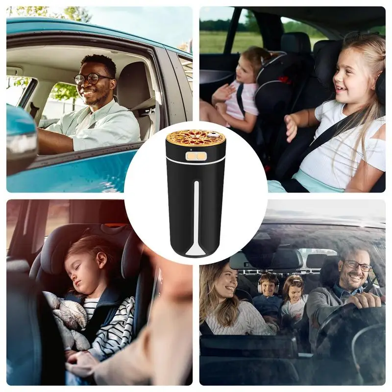 Rechargeable Humidifier for Car Automotive USB Starry Sky Projection Humidifier Automobile Air Freshener with Switchable Lights