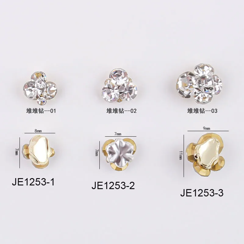 10Pcs 3D Shiny Pile Drills Nail Gem Rhinestones White Glitter Luxury Crystal Diamonds Nail Art Decorations DIY Jewelry Manicure 5