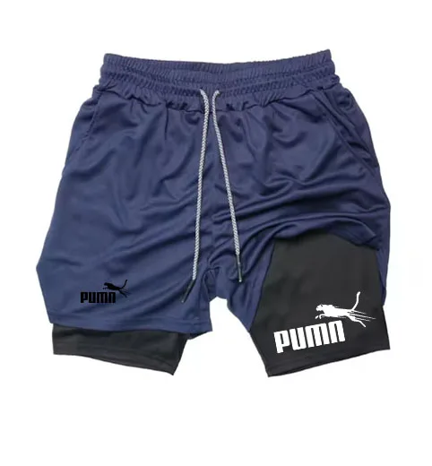 2 in 1 Running Workout Shorts for Men Gym Compression Shorts with Phone Pocket Towel Loop Athletic Activewear