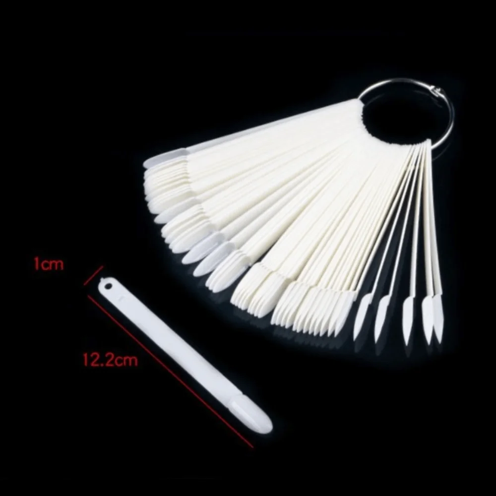 50Pcs Clear Natural Nail Display Sticks with Ring Gel Polish Practice False Nail Tips Nail Swatch Sticks Nail Art Tools