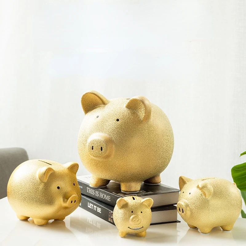  9 Gold Pig Lucky Porcelain Fortune Pig Money Box Piggy Bank :  Toys & Games