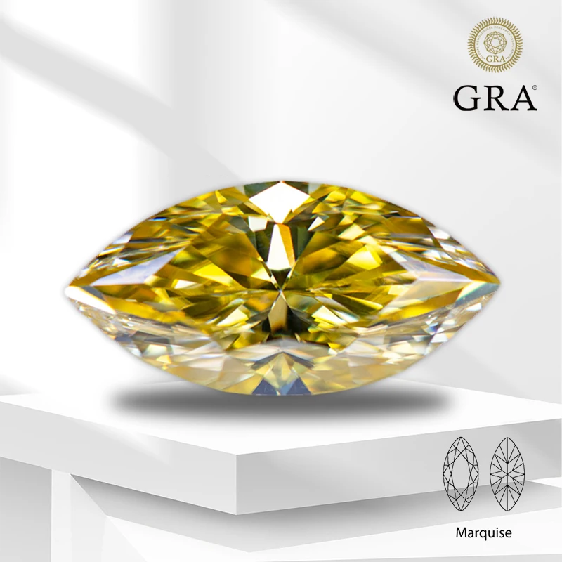 

Moissanite Gemstone Lemon Yellow Color Marquise Cut Lab Grown Synthetic Diamond for Charms Advanced Jewelry Making Materials