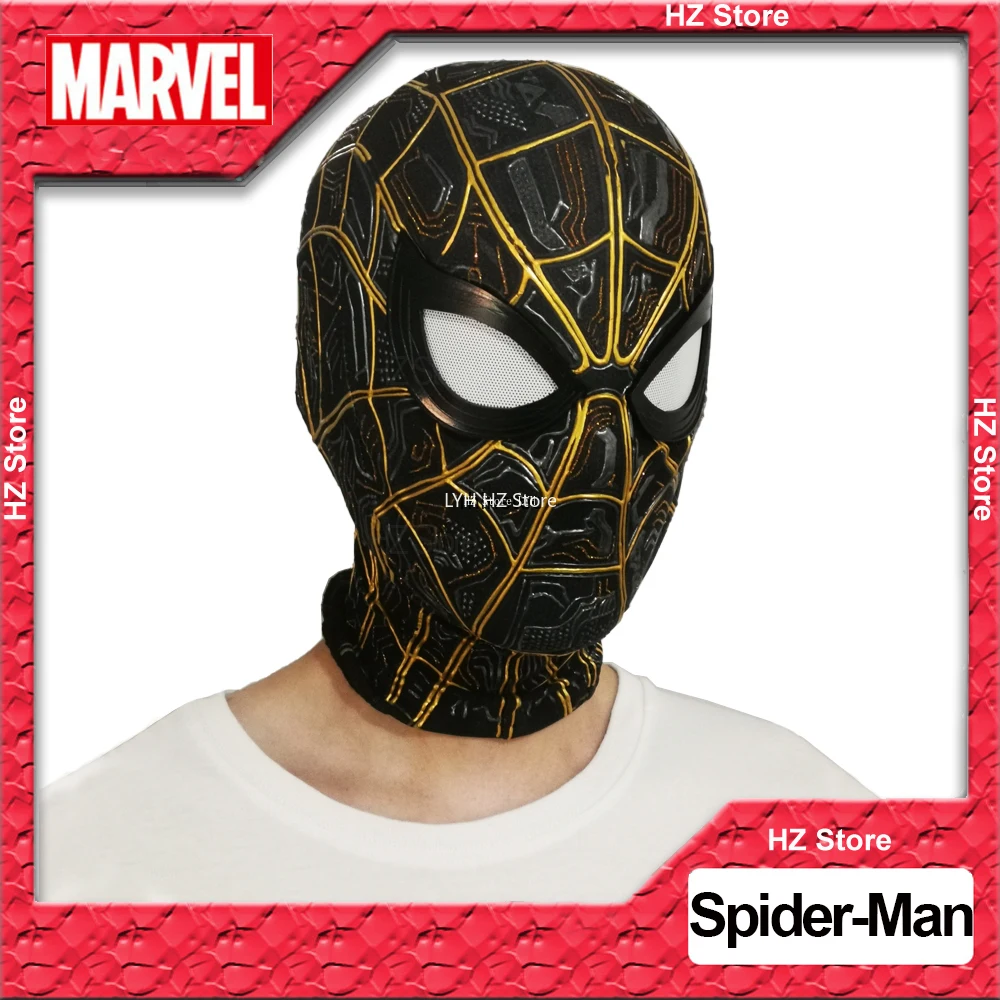 Marvel Spider-Man 3: No Way Home Black Gold Spider-Man Mask 1:1 3D Costume Cosplay Di Halloween Personalizzato Fatto A Mano Per Regalo Uomo