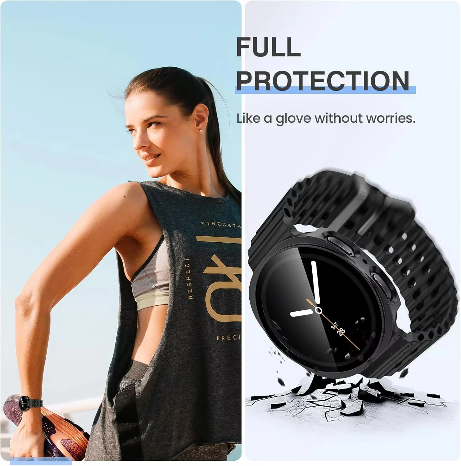 Premium Tempered Glass and Protective Case: All-Around Hard PC Bumper Frame with Screen Protector Cover