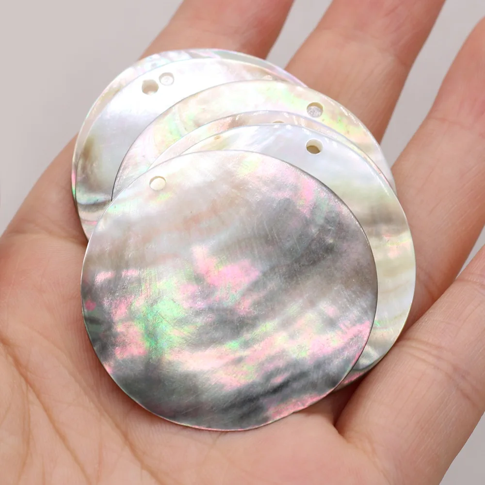 Natural Round Shells For DIY Pendant Jewelry Apparel Accessories Handmade Earrings Seashell Charms Hanging Decor 2Pcs
