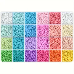 Vibrant 24-Color Glass Rice Beads - 3mm (Macaron)