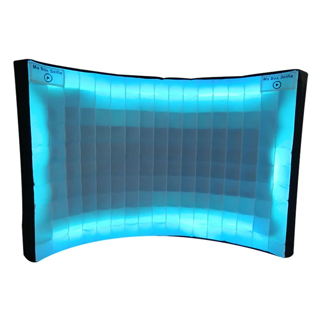 EJIA 10ft/13ft Inflatable Photo Booth Wall White Curved Wall Wedding Backdrop with 3pcs LED