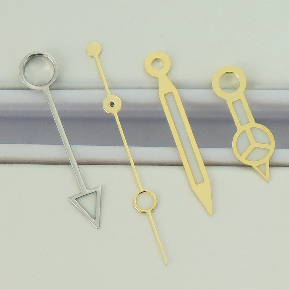 Green C3 Luminous Watch Hands for GMT Movements - Silver & Rose Gold Assembly Parts