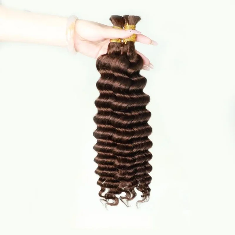 2 Bundles Human Hair Bulk For Braiding Colored Chocolate Brown Human Hair Extensions 110g Per Pack Curly Boho Hair For Braidings S9f19a797cc7841a489fddd1cd4a48e61z