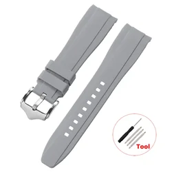 High - Quality Waterproof Curved End Silicone Watch Band - 20mm/22mm Rubber Strap - 22mm (Grey)
