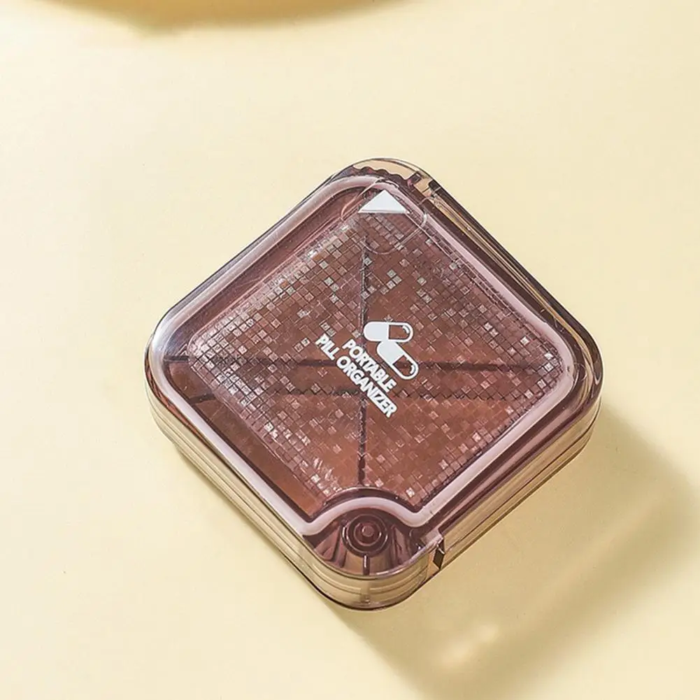 

Transparent Pill Container Transparent Four Compartment Pill Box for Travel Food Grade Storage Case for Tablets Dustproof