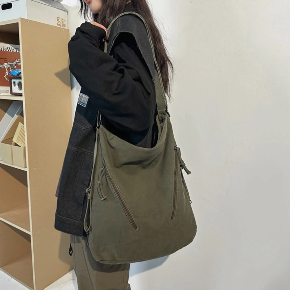 Women's Backpack Multi-purpose Bag Large Capacity Pure Color Design Versatile Commuter Crossbody Bag Trendyy Canvas Bag Сумка - 4