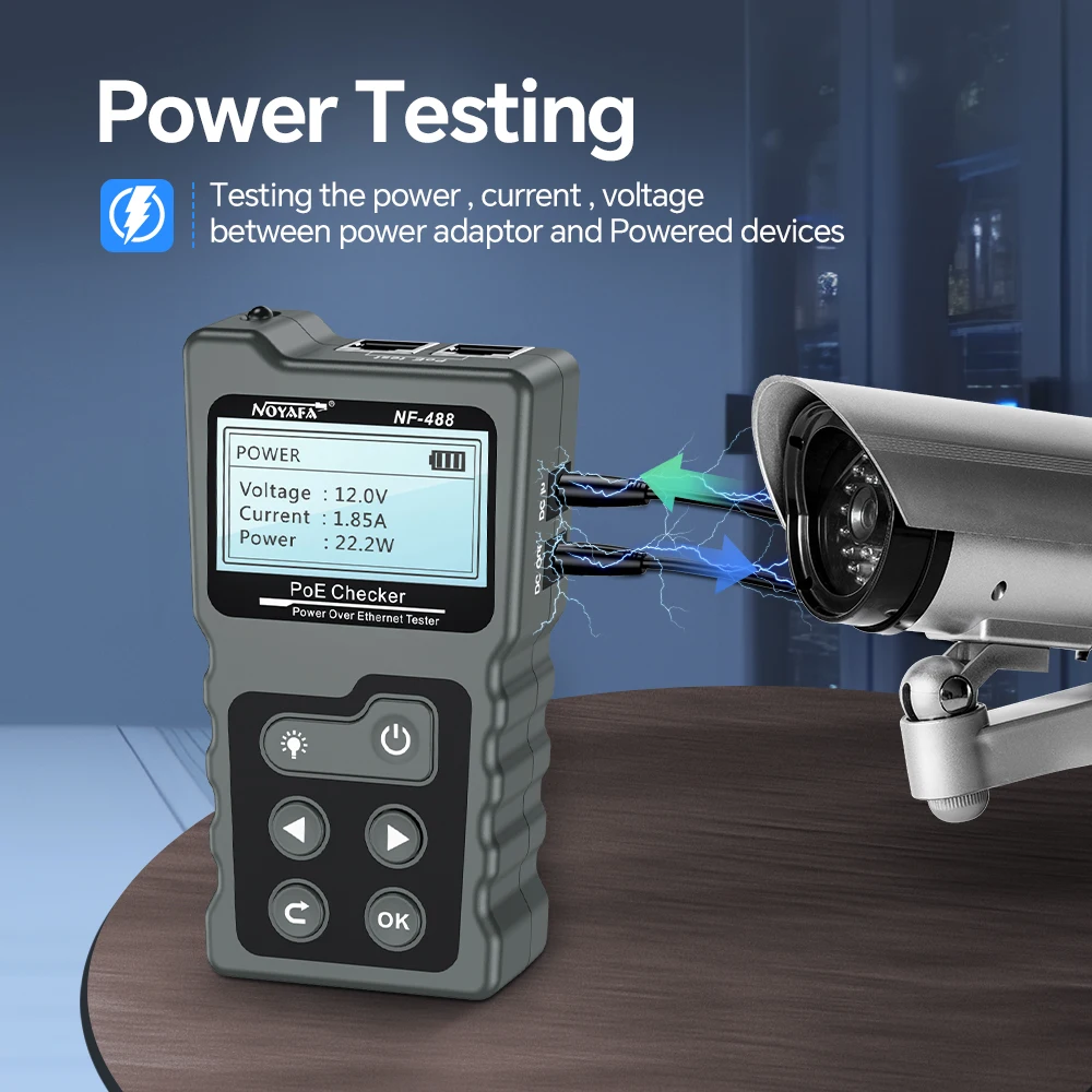 Noyafa LCD Network Cable Tester Lan Test PoE Checker NF-488 Inline PoE Voltage Current Tester With Cable Tracker the Ethernet network cable tester