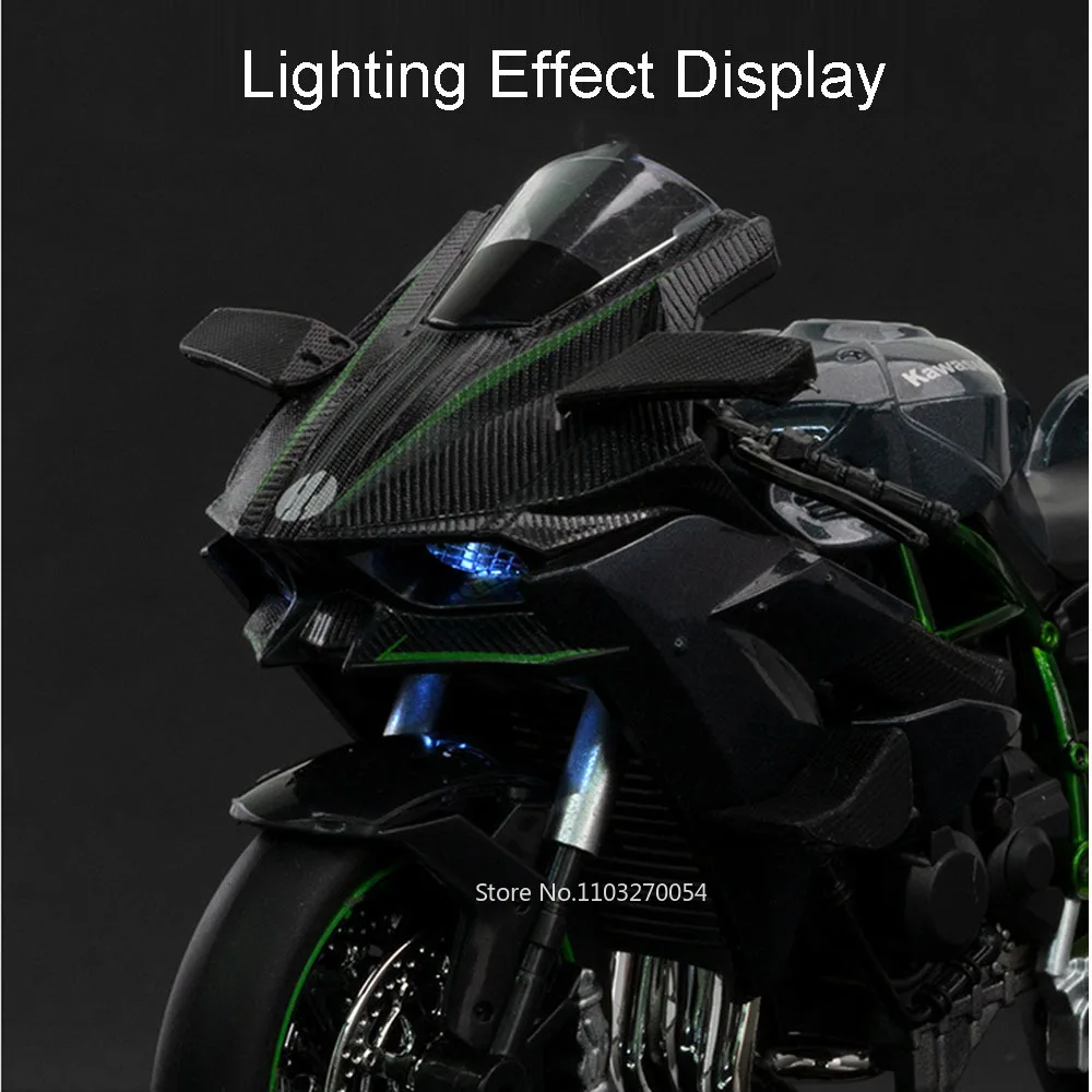 1:12 Kawasaki H2R BWM S1000RR Alloy Motorcycle Toys Diecast Miniature Car Front Wheel Steering Motorbike Children Christmas Gift 4