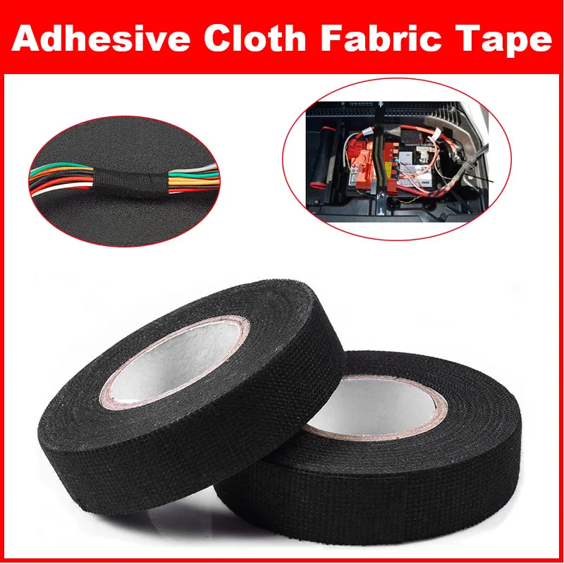 Adhesive Cloth Tape 9/15/19/25/32MM Heat-resistant Adhesive Cloth Fabric Tape Automotive Cable Tape Harness Wiring Loom Electrical Heat
