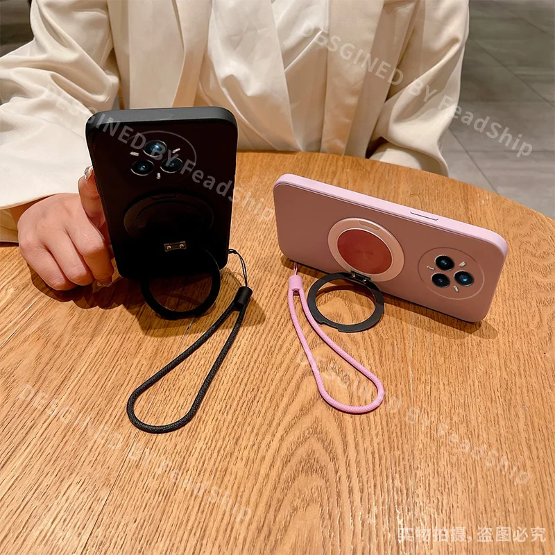 Magnetic Holder Silicone Phone Case with Bracket and Screen Film