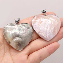 

Natural Shell Black Love Heart Edge Pendant Handmade For Jewelry Making DIY Necklace Earrings Accessories Charms Gift 40x40mm1PC