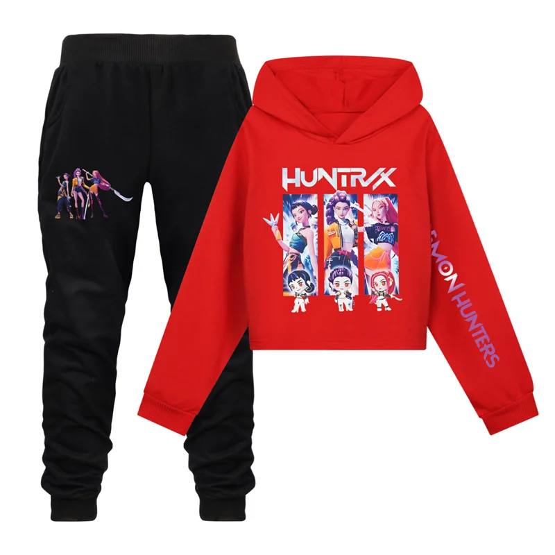 Ensemble Sweat à Capuche + Pantalon K-POP De-Mon H-Hunters - Surdimensionné, Imprimé Anime, Streetwear Unisexe