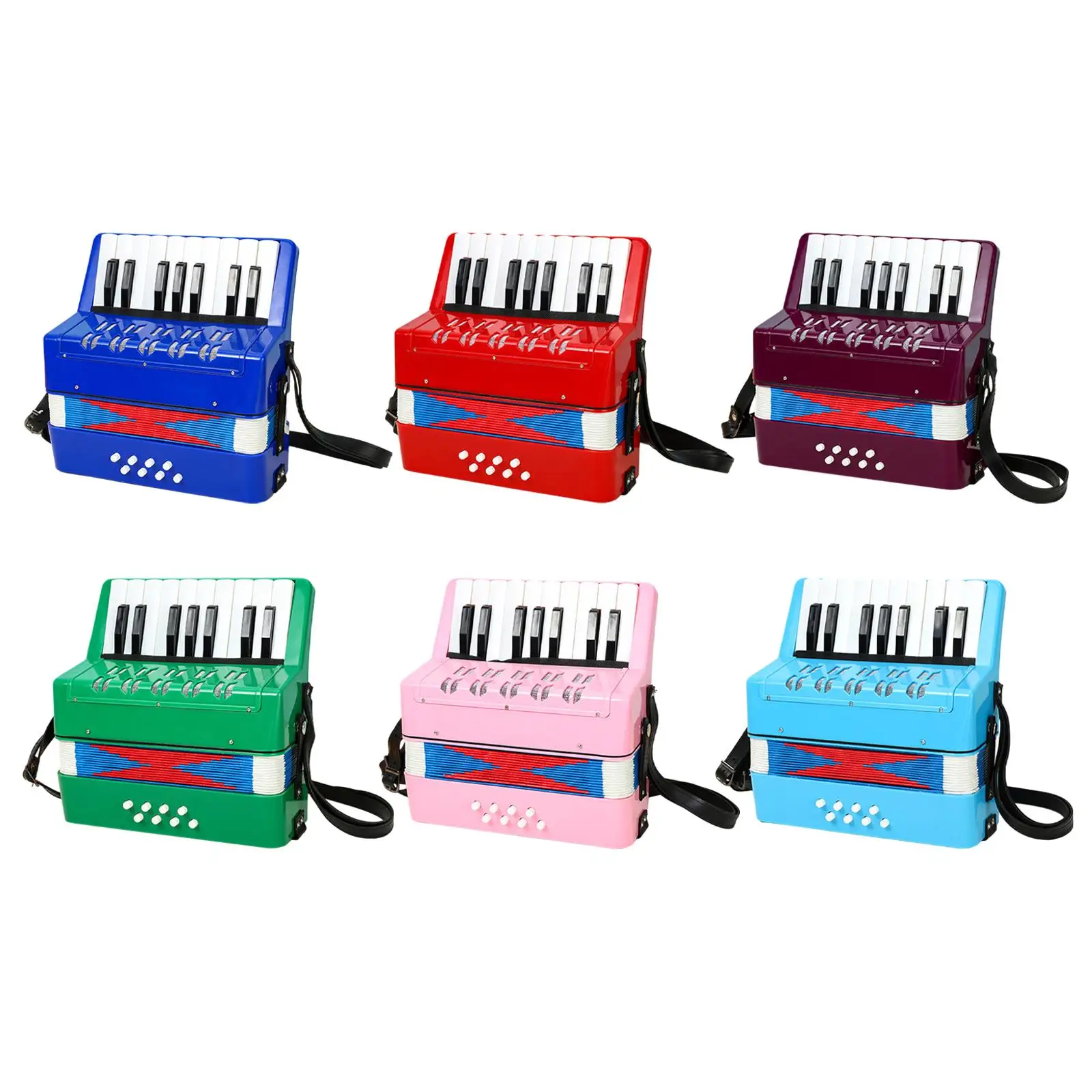 

17 Keys 8 Bass Piano Accordion Small Button Accordion Easy to Learn to Play Educational Musical Toys for Kids Birthday Gift