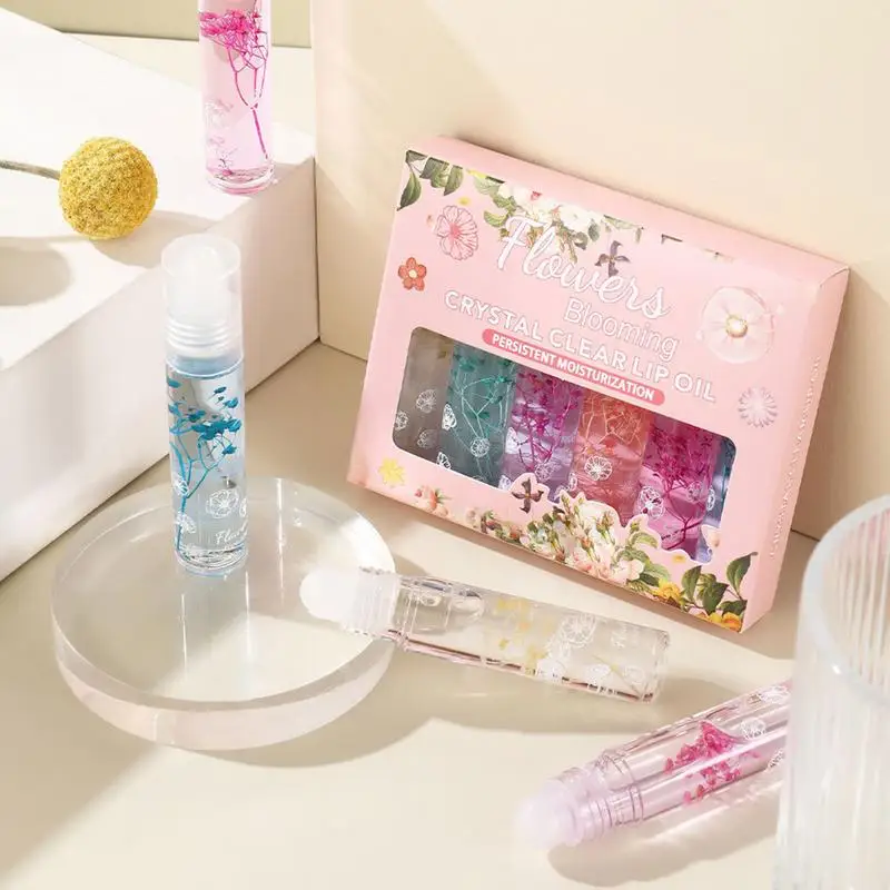 Flower Roll-on Lip Balm crystal clear Lipgloss Moisturizing Transparent Lip Oil Long Lasting Hydrating Lipgloss Lip Care Makeup 5