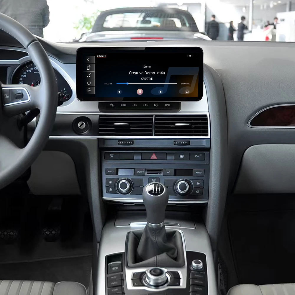 Radio de coche con pantalla digital de 12.3 pulgadas, Android 13, Carplay inalámbrico, GPS, navegador y reproductor, compatible con el sistema estéreo original de Audi A6 C6 2005-2009 4