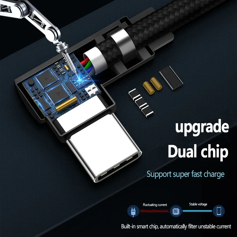 90도 엘보우 케이블 40W 5A 고속 충전 USB to 타입 C 케이블 나일론 직조 충전 케이블 USB C 어댑터 충전 코드 0.25/1/1.5/2M
