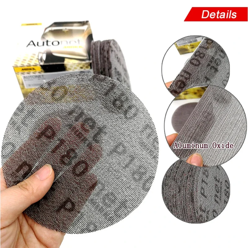 15 Pcs 5 인치 125mm 메쉬 연마 먼지없는 샌딩 디스크 안티 블로킹 드라이 그라인딩 샌드페이퍼 80 320 그릿 제거 및 마무리