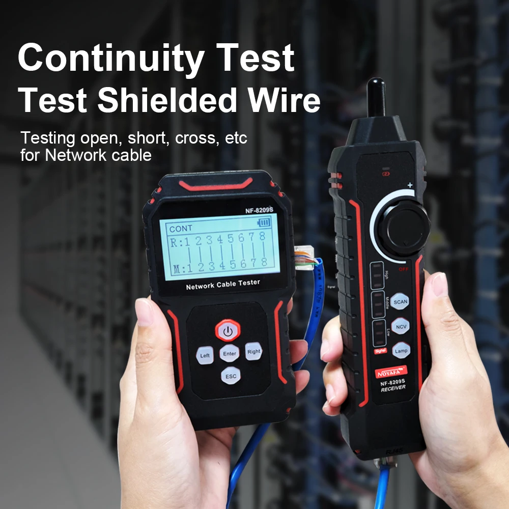 Noyafa Network Cable Tester NF-8209S Cable Tracker LCD Display Poe Checker Cat5 Cat6 Measure Length Wiremap Tester, network cable tester
