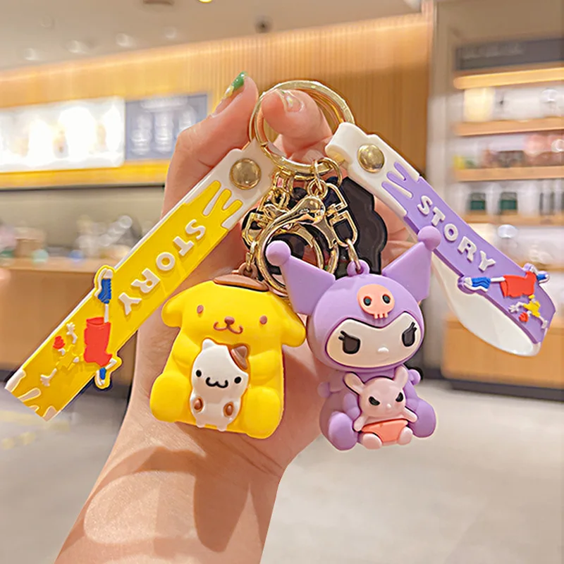 

Kuromi Cartoon Bag Pendant Knapsack Keychain Cinnamoroll Originality Doll Lovely Kawaii Silica Gel