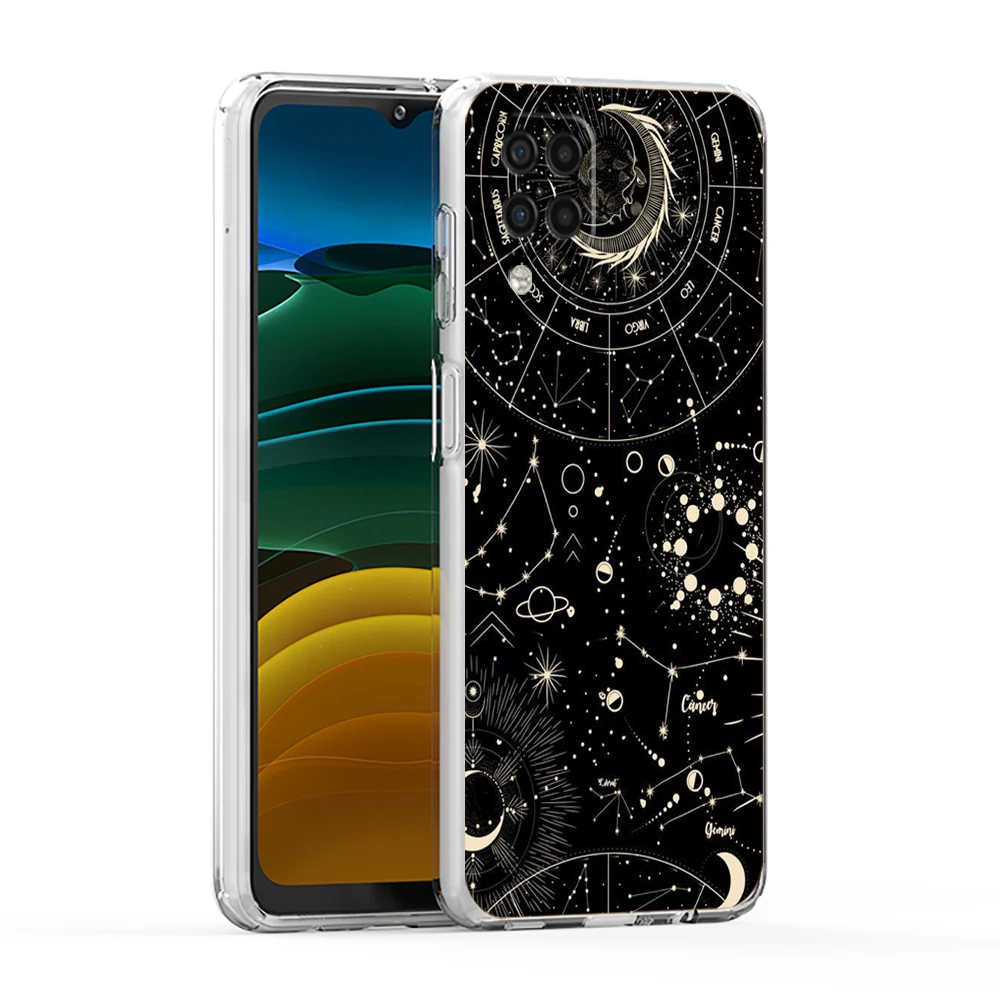 Celestial Dreams Transparent Phone Case - Suns, Moons & Clouds Design
