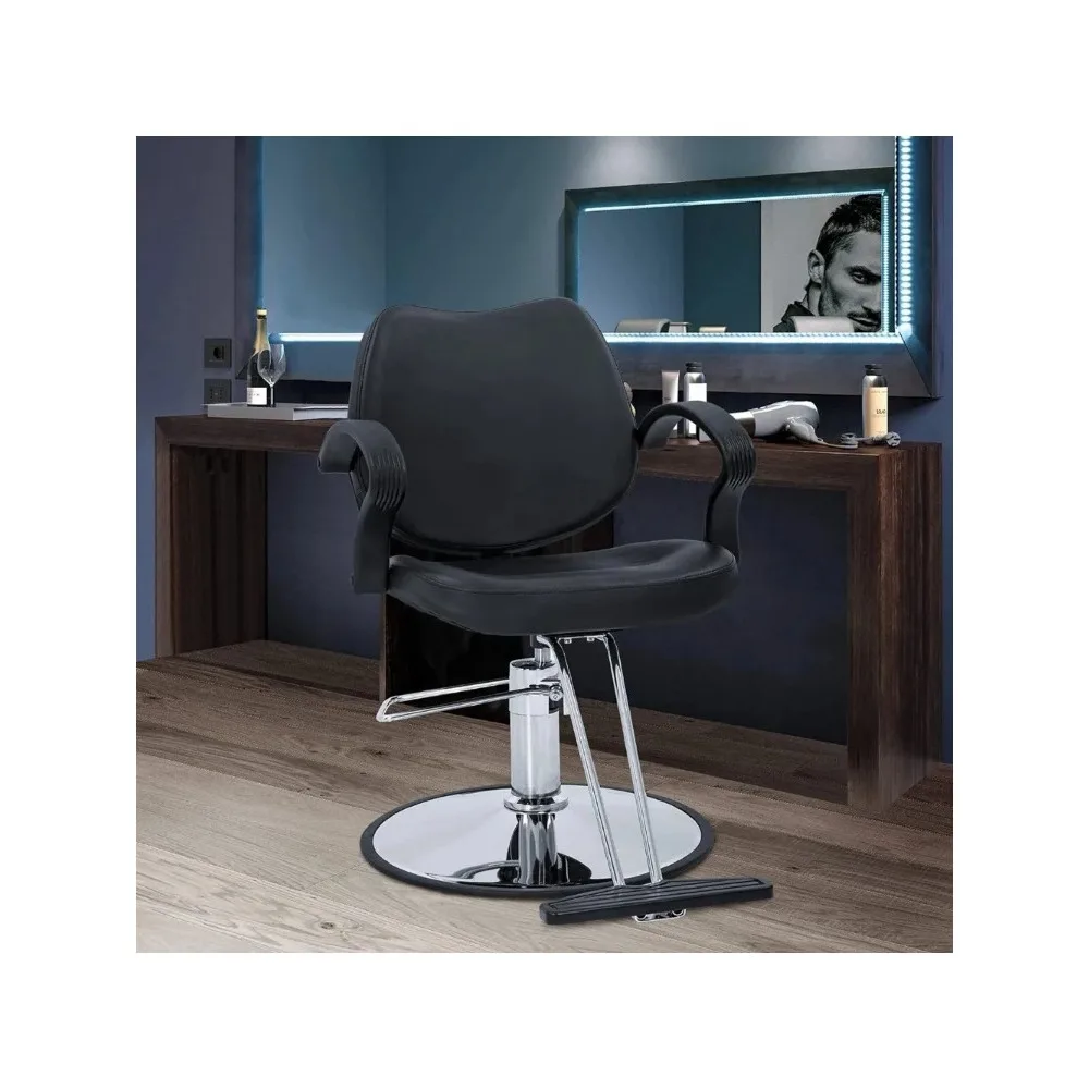 Barber Chair, 360 Degrees Rolling Swivel Barber Salon Styling Adjustable Hydraulic Beauty Shampoo Hairdressing Chair Black