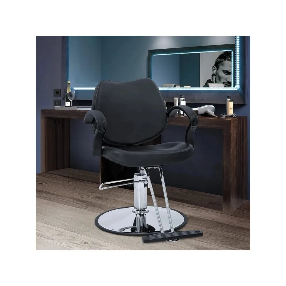 

Barber Chair, 360 Degrees Rolling Swivel Barber Salon Styling Adjustable Hydraulic Beauty Shampoo Black Hairdressing Chairs