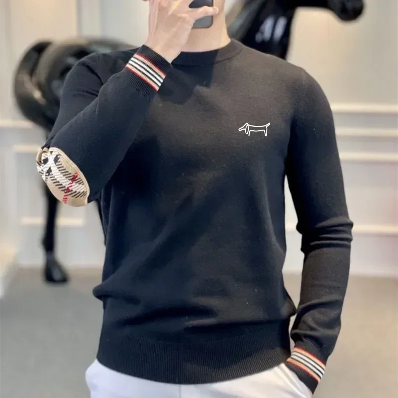 2024 Men Knitted Sweater Golf Shirts Luxury Long Sleeves Top Fashion Casual Round Neck Windproof Blouse NEW Autumn Golf Wear Men 5
