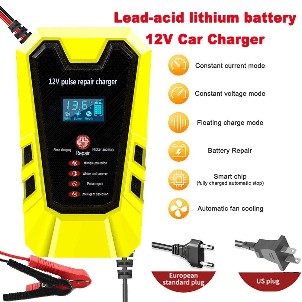12V Car Battery Charger LCD Display