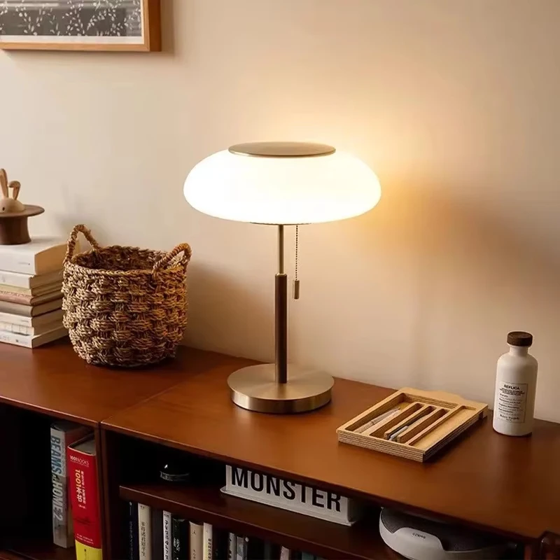 Vintage Industrial Table Lamp-Opal Glass Desk Light with Adjustable Arm, Bedroom & Study Nightstand Lighting Decor