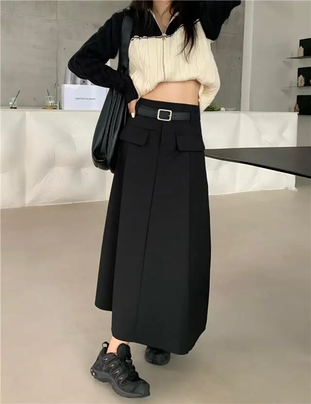 long pleated skirt