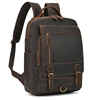 Crazy Horse Leather Backpack Men Brown Unisex Cow Leather 14" Laptop Rucksack Vintage Real Leather School Bag Durable Travel Bag 2