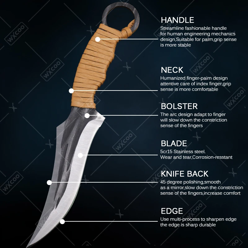 WXCOO Kitchen Knife Set Chef Buther Boning Knife Utility Slicing Meat Fish Cleaver Kitchen Knives Stainless Steel Handle kitchen knife set