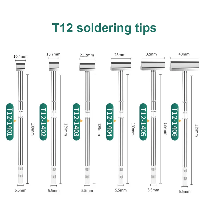 T12 Welding Tips 14 Spatula Type T12-1401 1402 1403 1404 1405 1406 for FX951 FX950 Soldering Station 1pcs