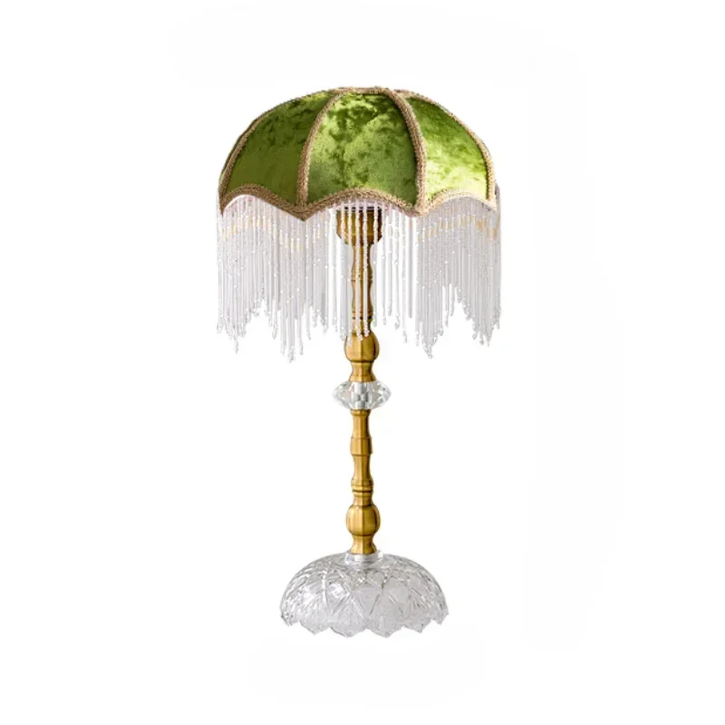 Lampada da Tavolo Retrò Medievale con Paralume in Velluto Verde - immagine 5