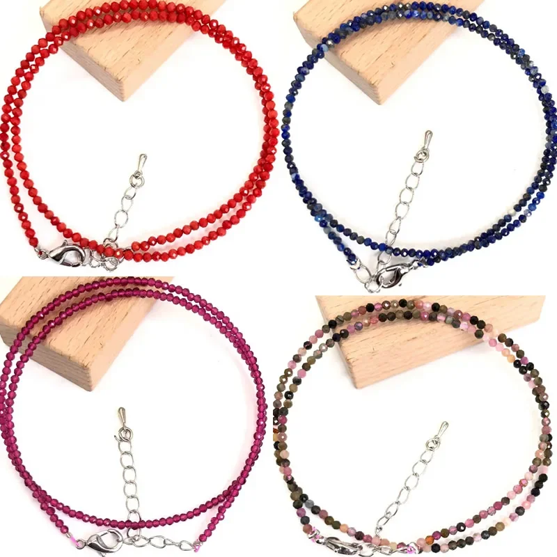 

*Small Natural Stone Bead Necklace Bracelet for Women,Agate Crystal quartz Necklace with , Reki Clavicle Chain, Choker, 2-3mm