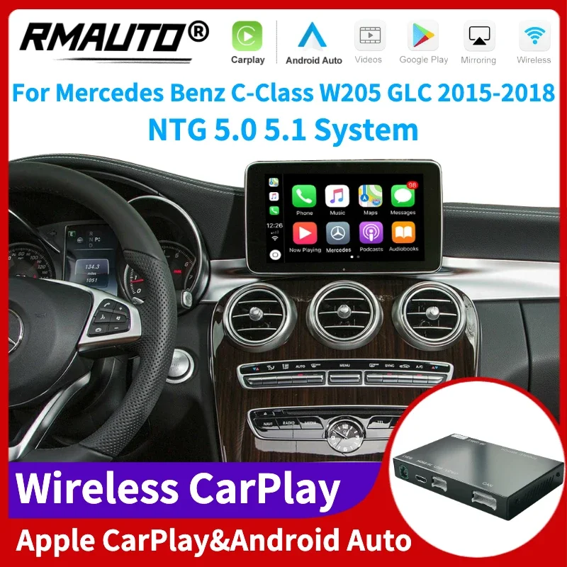 

RMAUTO беспроводной Apple CarPlay NTG 5,0 5,1 для Mercedes Benz C-Class W205 GLC 2015-2018 Android Авто Mirror Link AirPlay автоигра