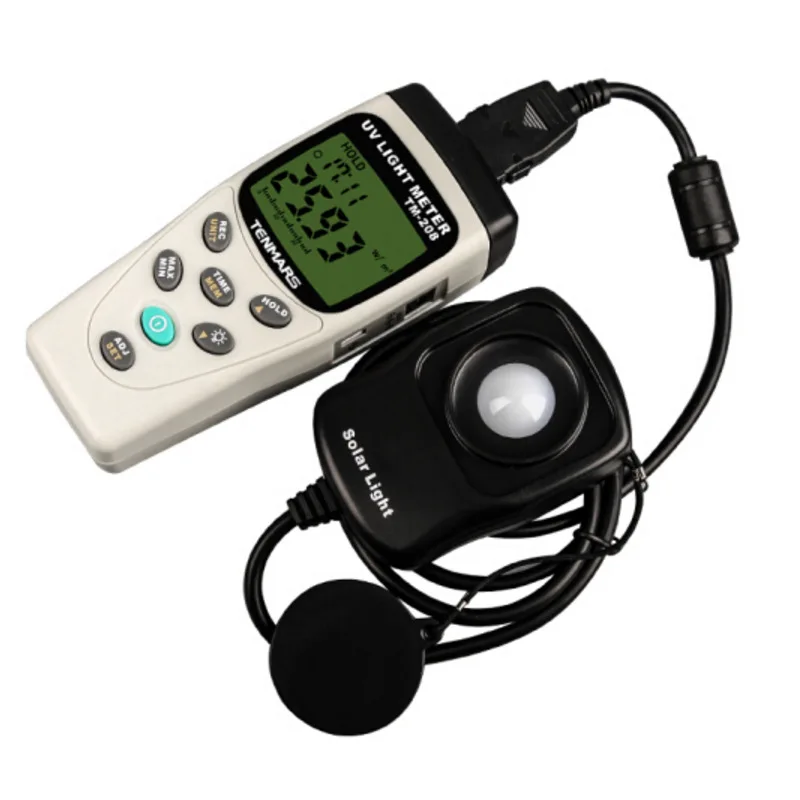 TENMARS TM-208 TM208 Solar Power UVA Light Meter 3 In 1 Digital Datalogging Backlit LCD